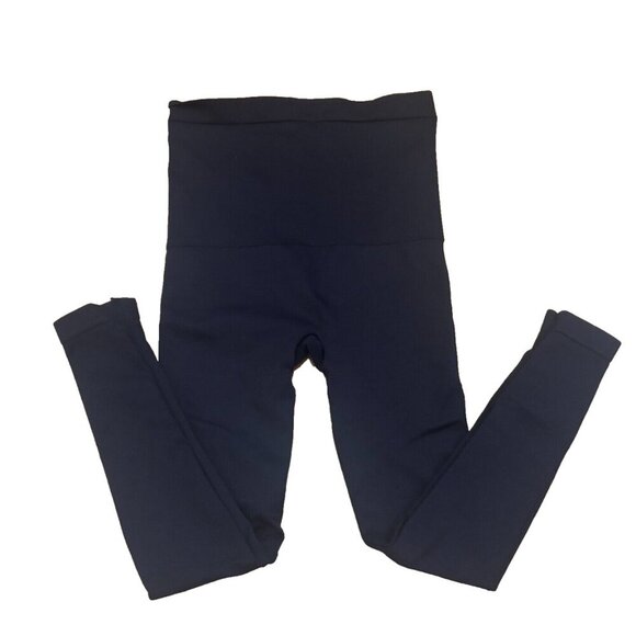 SPANX Look At Me Now Seamless Leggings Women's M Black Ribbed Shaping High Rise - Picture 1 of 3